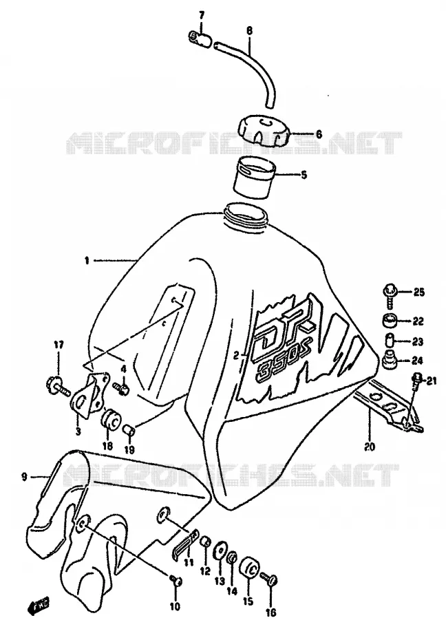 RESERVOIR D'ESSENCE (MODELE M E24) Suzuki MOTO 350 DR 1991  DR350SM(L/M/N/P/R)