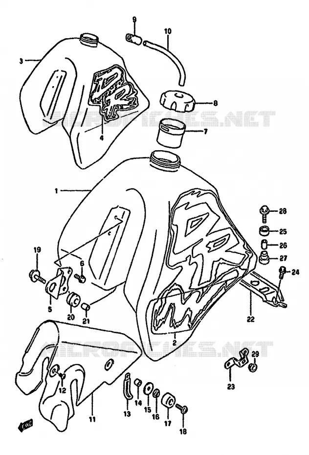 RESERVOIR D'ESSENCE (MODELE N/P E24) Suzuki MOTO 350 DR 1994  DR350SR(L/M/N/P/R)