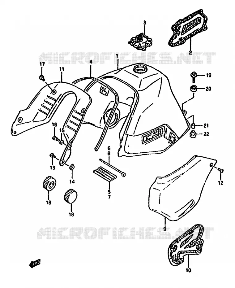 RESERVOIR D'ESSENCE (MODELE P) Suzuki MOTO 650 DR 1992  DR650RN(N/P/R)