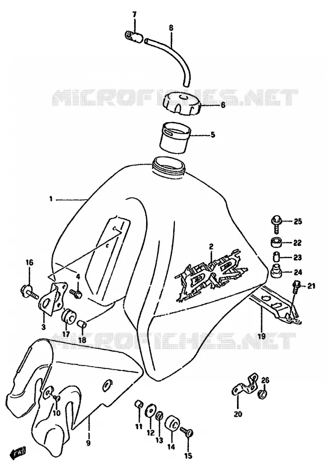 RESERVOIR D'ESSENCE (MODELE R E24) Suzuki MOTO 350 DR 1991  DR350SM(L/M/N/P/R)