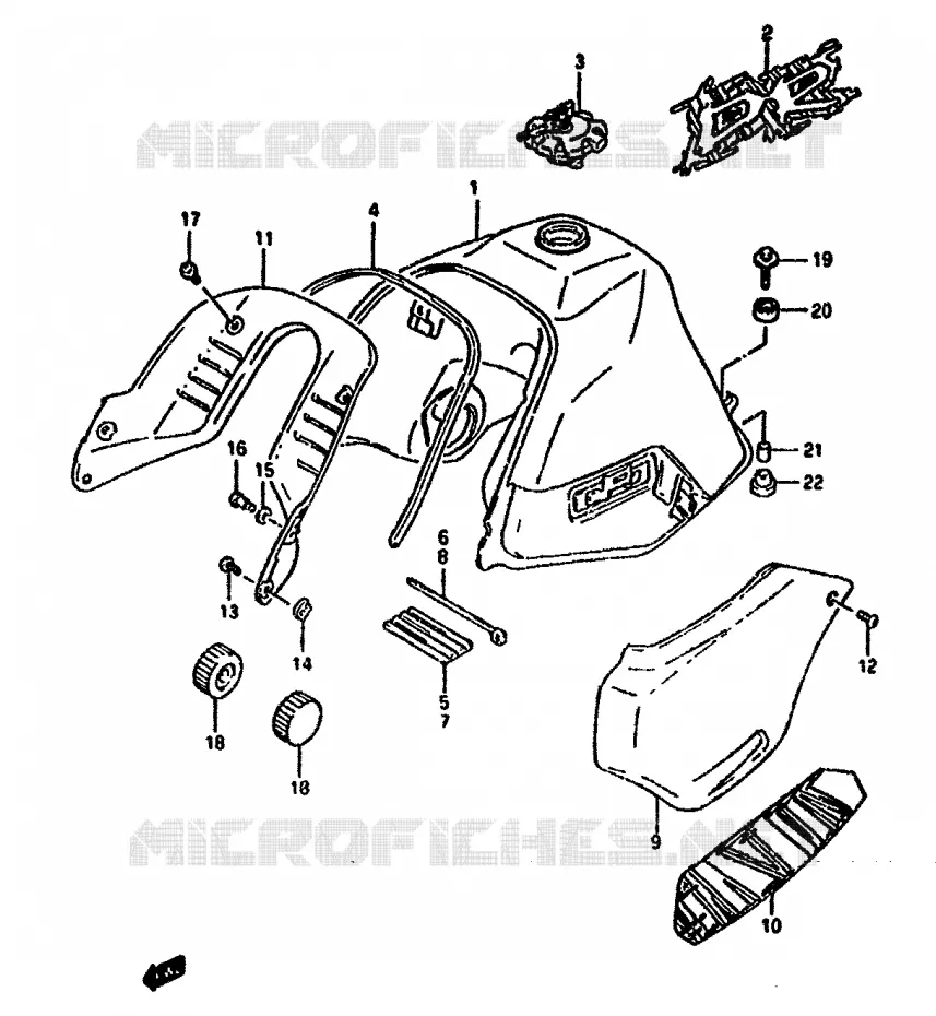 RESERVOIR D'ESSENCE (MODELE R) Suzuki MOTO 650 DR 1992  DR650RUN(N/P/R)