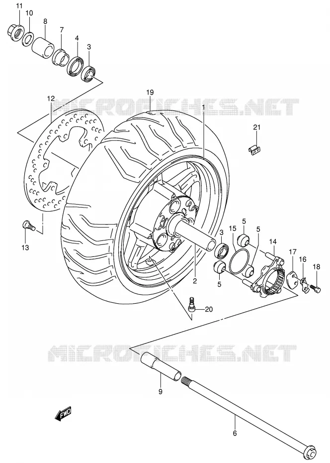 ROUE ARRIERE (AN650K4/K5) Suzuki SCOOTER 650 BURGMAN 2003  AN650K3(E2)