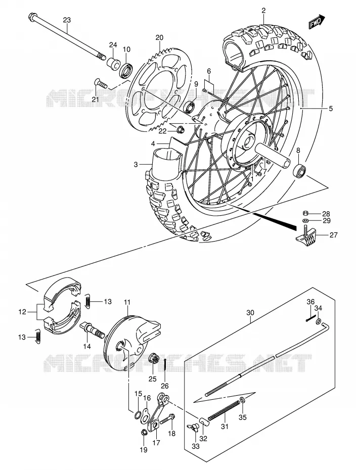 ROUE ARRIERE (DR-Z125K3) Suzuki MOTO 125 DR-Z 2006  DR-Z125K6(E3/E28)