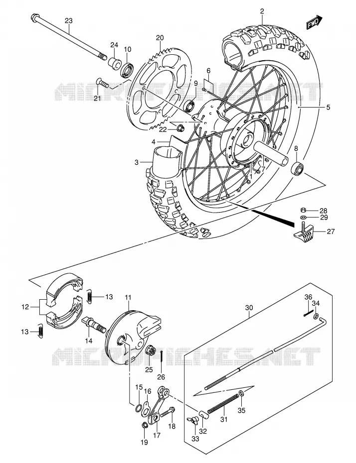 ROUE ARRIERE (DR-Z125LK3) Suzuki MOTO 125 DR-Z 2004  DR-Z125LK4(E3/E28)