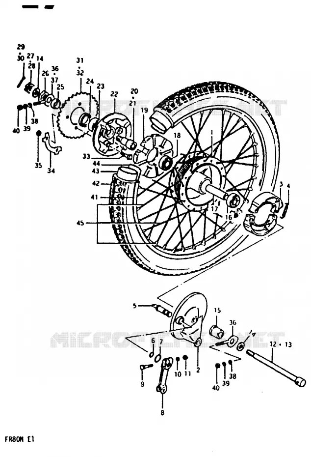 ROUE ARRIERE (FR80B, N) Suzuki SCOOTER 80 FR 1981  FR80N(M/B/N)