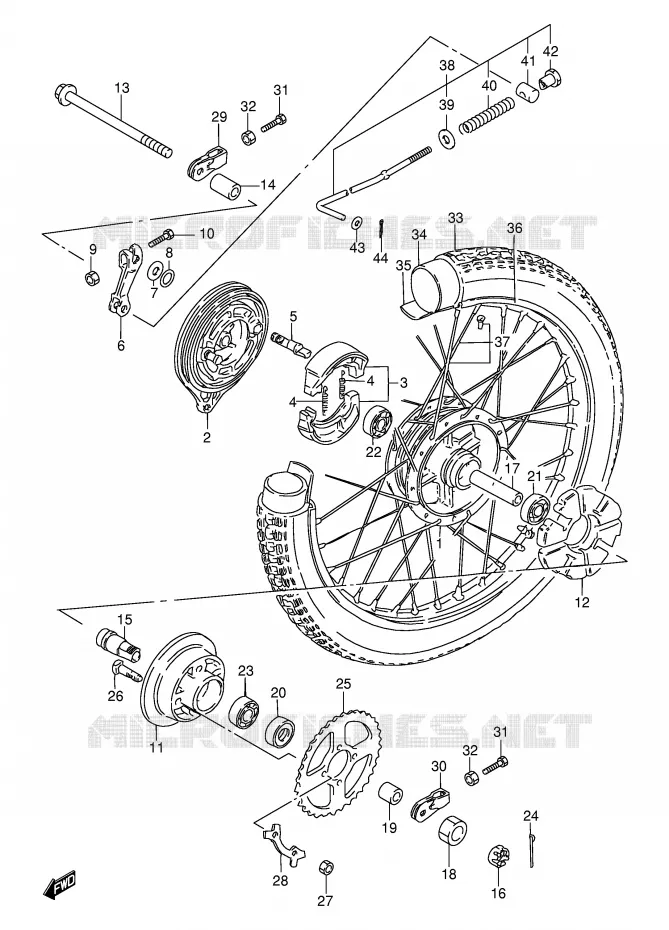 ROUE ARRIERE (P36) Suzuki MOTO 115 AP 1999  AX115X(E71)