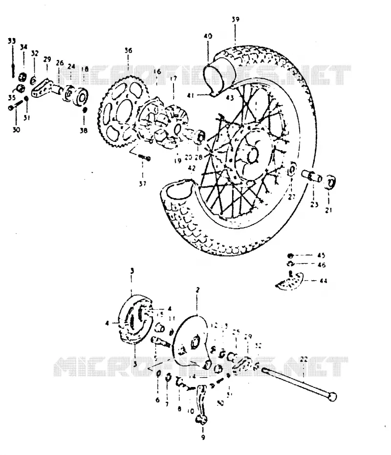 ROUE ARRIERE Suzuki MOTO 400 DR 1980  DR400ST(T/X)
