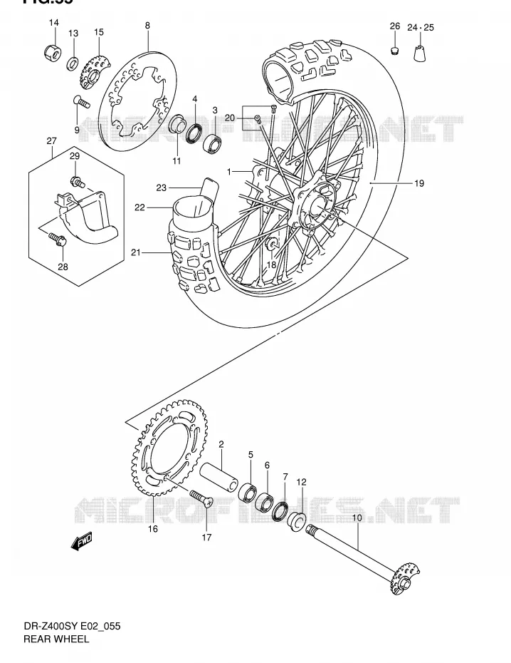 ROUE ARRIERE Suzuki MOTO 400 DR-Z 2001  DR-Z400SK1(E2)