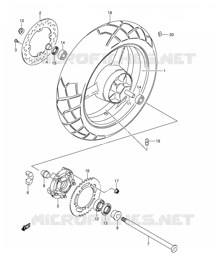 ROUE ARRIERE Suzuki MOTO 650 V-STROM 2005  DL650K5(E2)