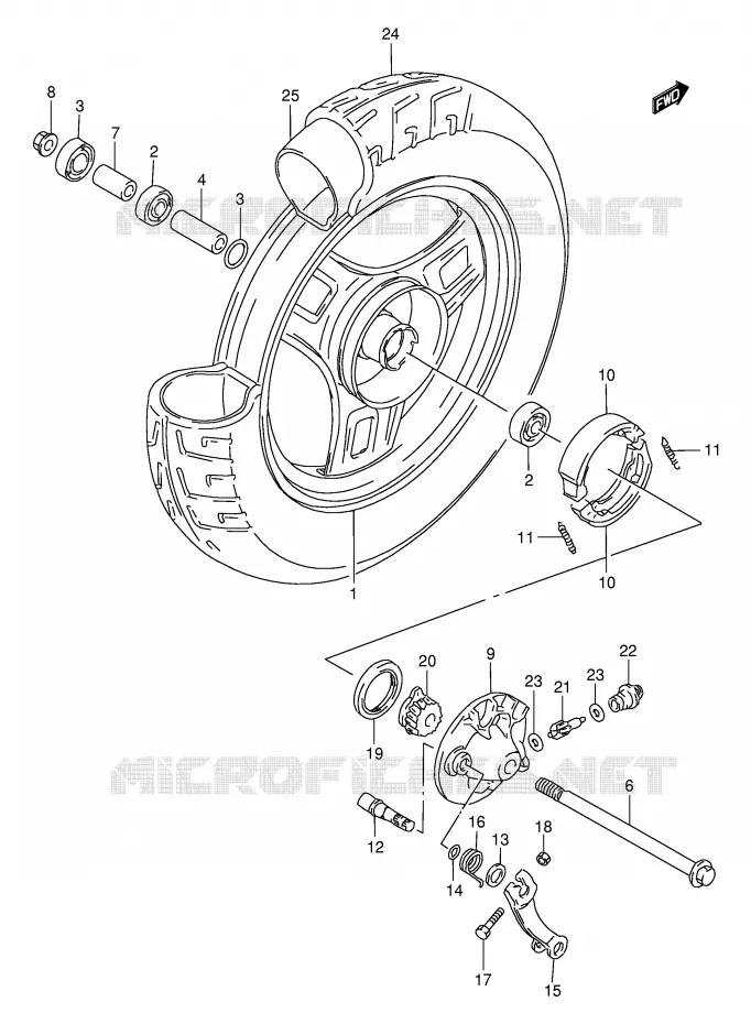 ROUE AVANT (AE50L/M/N/P) Suzuki SCOOTER 50 AE 1996  AE50RT(E28)