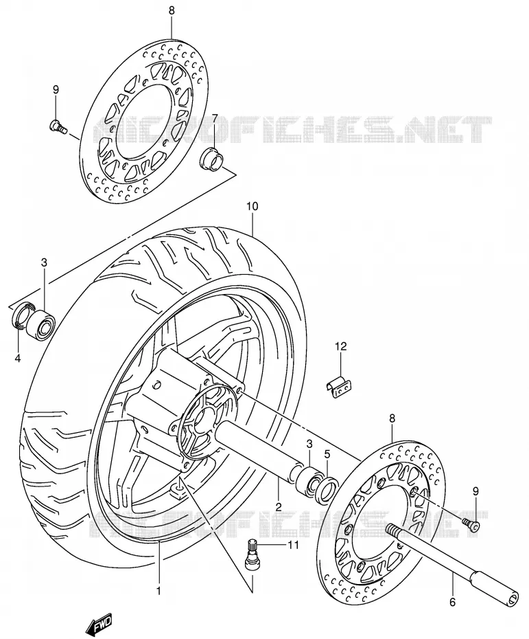 ROUE AVANT (AN650K4/K5) Suzuki SCOOTER 650 BURGMAN 2004  AN650AK4(E2)