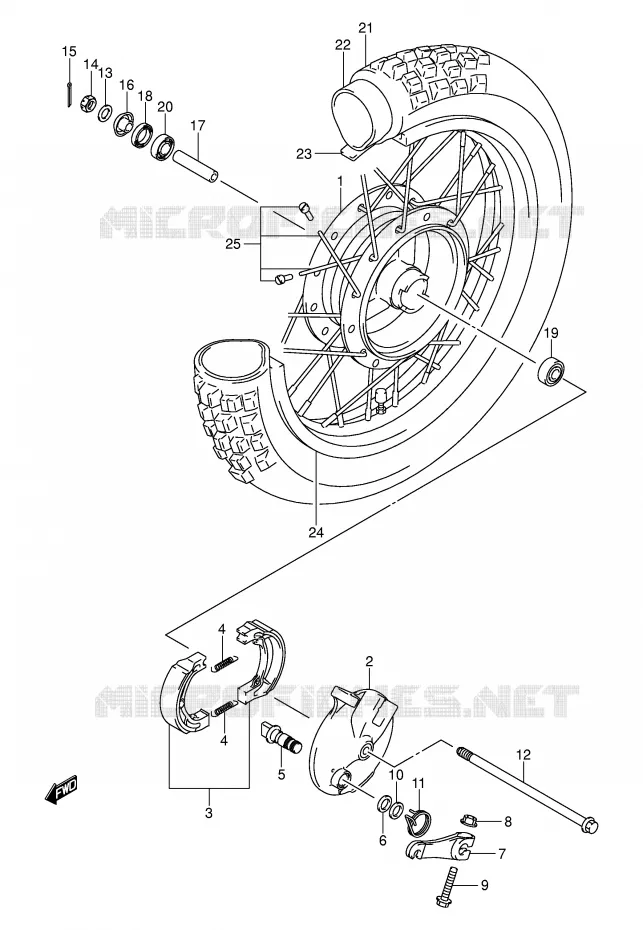 ROUE AVANT (DR-Z125K3/K4/K5/K6/K7) Suzuki MOTO 125 DR-Z 2003  DR-Z125K3(E3/E28)