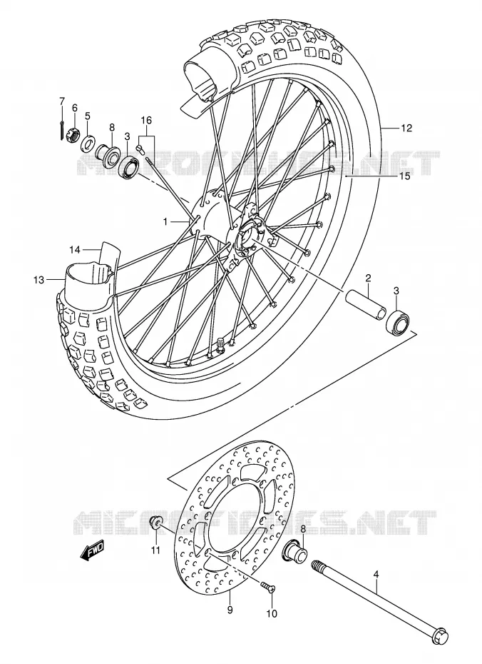 ROUE AVANT (DR-Z125LK3/LK4/LK5/LK6/LK7) Suzuki MOTO 125 DR-Z 2003  DR-Z125K3(E3/E28)