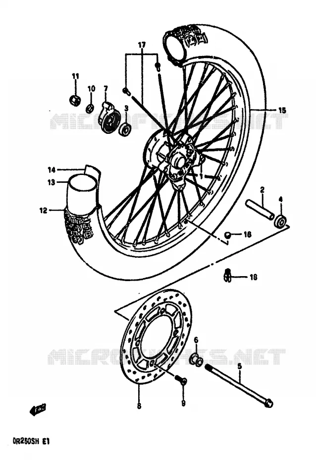 ROUE AVANT (MODELE F/G/H) Suzuki MOTO 250 DR 1984  DR250SE(E/F/G/H)