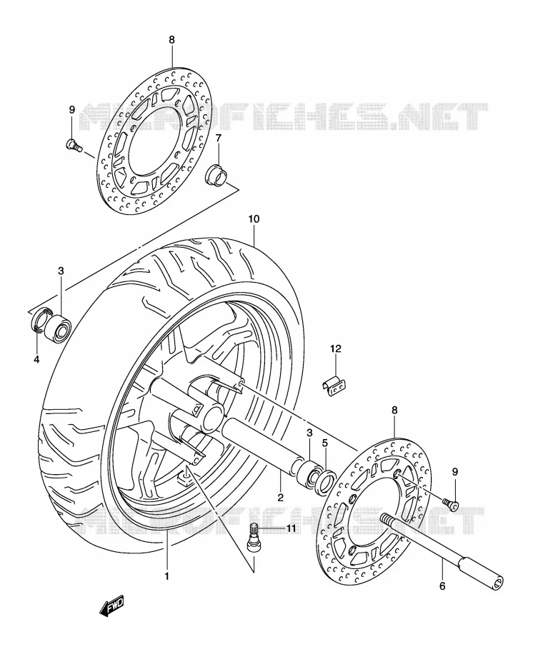 ROUE AVANT (MODELE K3) Suzuki SCOOTER 650 BURGMAN 2003  AN650K3(E2)