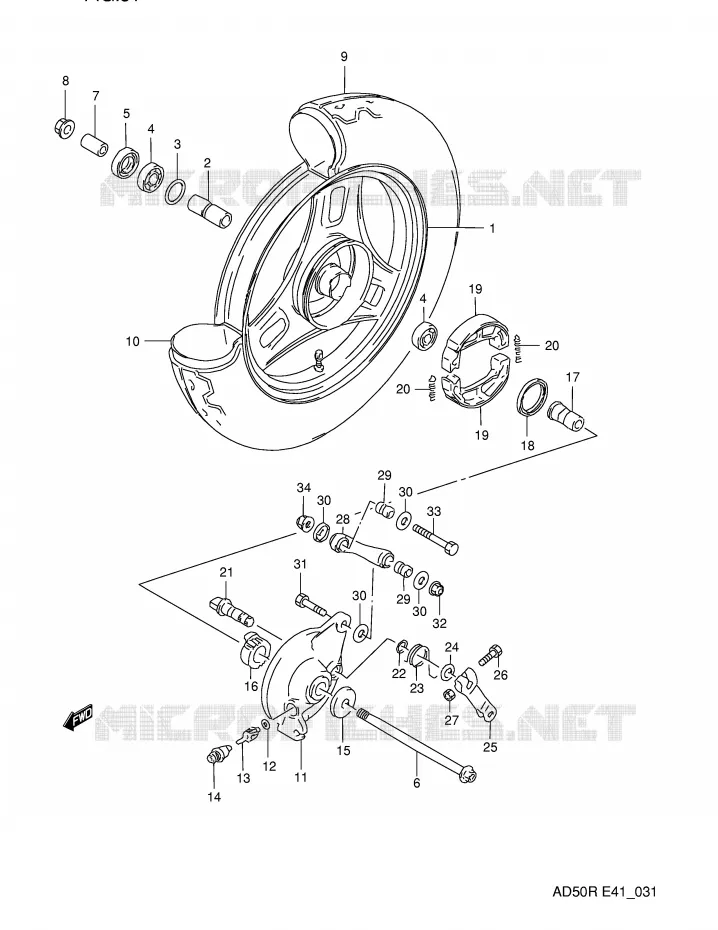 ROUE AVANT (MODELE L/M E41) Suzuki SCOOTER 50 AD 1989  AD50WK(E41)