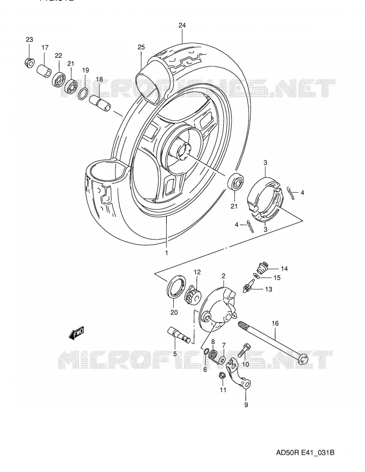 ROUE AVANT (MODELE M E6,P9,E94) Suzuki SCOOTER 50 AD 1994  AD50WFR(E41)