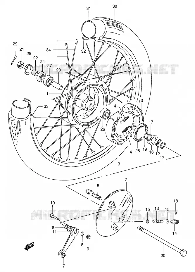 ROUE AVANT Suzuki MOTO 120 BX 1994  BX120R(P97)