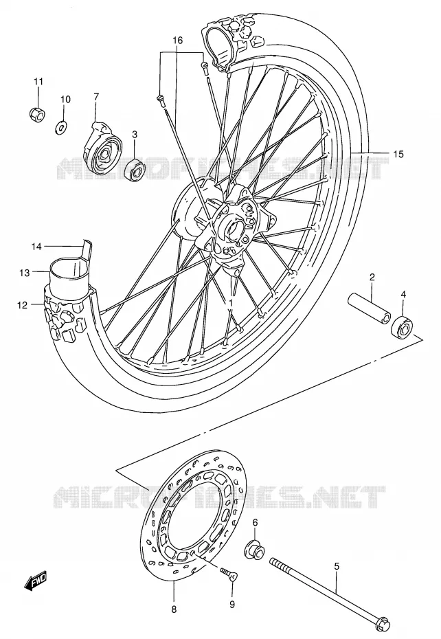 ROUE AVANT Suzuki MOTO 200 DF 1998  DF200EW