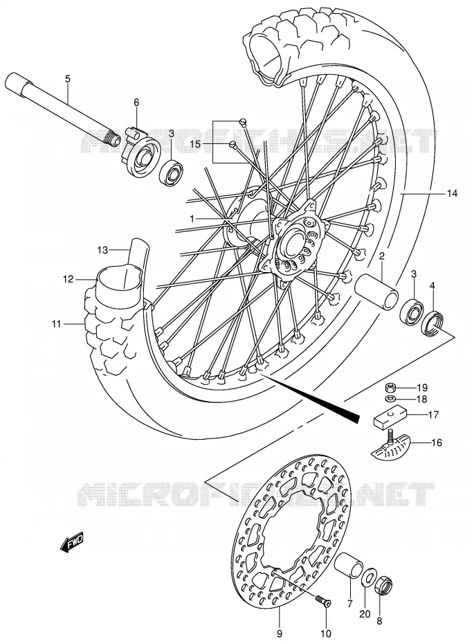 ROUE AVANT Suzuki MOTO 400 DR-Z 2000  DR-Z400EY(E1)