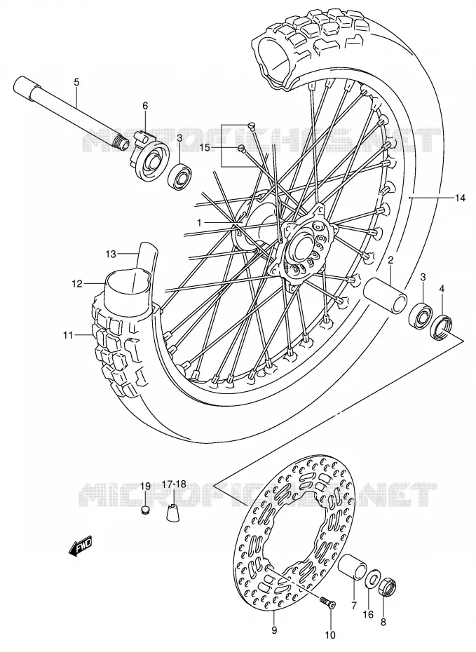 ROUE AVANT Suzuki MOTO 400 DR-Z 2004  DR-Z400SK4(E3/E28)