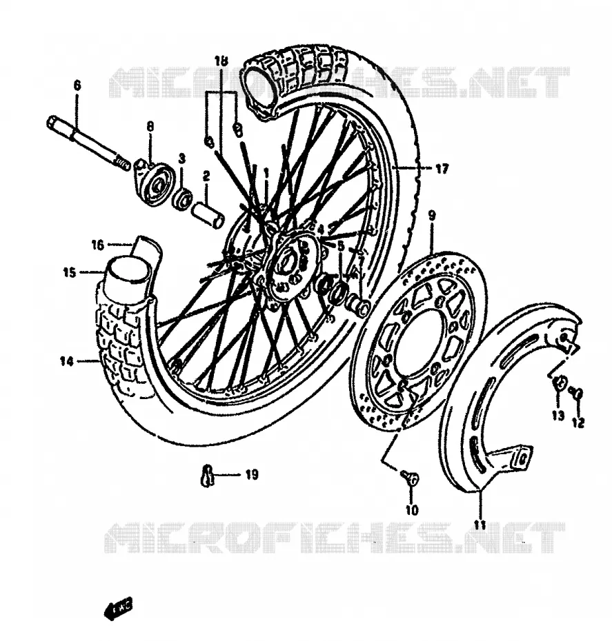 ROUE AVANT Suzuki MOTO 650 DR 1992  DR650RUN(N/P/R)