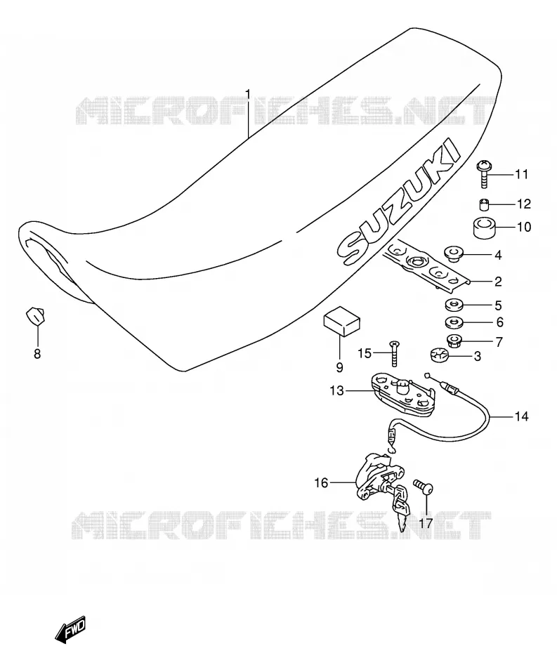 SELLE (MODELE M/N/P/R) Suzuki MOTO 650 DR 1991  DR650RSEUM(E4)