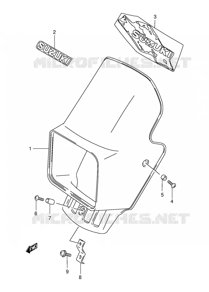 SUPPORT - CARENAGES DE PHARE (MODELE R/S/T) Suzuki MOTO 350 DR 1997  DR350SEV(E2)