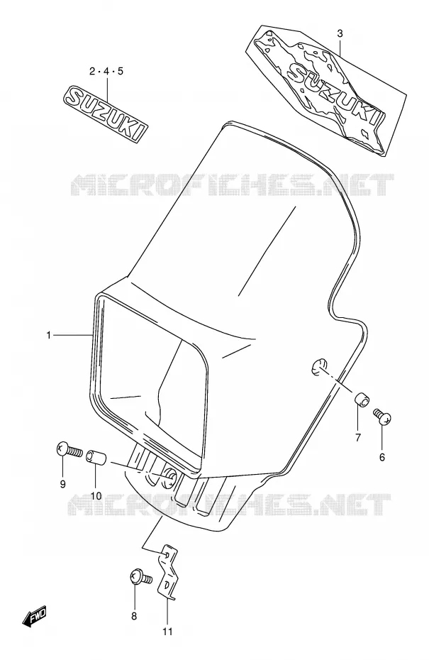 SUPPORT - CARENAGES DE PHARE (MODELE R/S/T/V/W) Suzuki MOTO 125 DR 1998  DR125SEUW(E4)