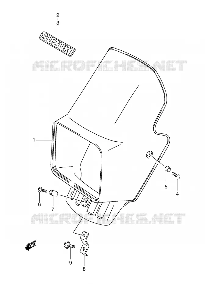 SUPPORT - CARENAGES DE PHARE (MODELE V/W/X) Suzuki MOTO 350 DR 1998  DR350SEW(E2)