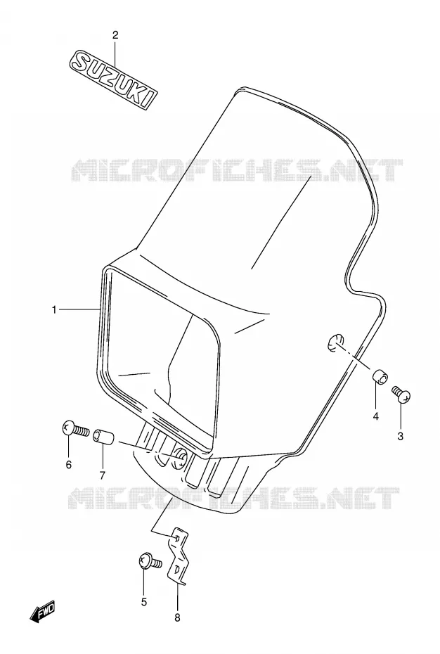 SUPPORT - CARENAGES DE PHARE (MODELE X/Y) Suzuki MOTO 125 DR 1998  DR125SEUW(E4)