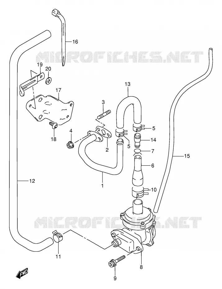 SYSTÈME DE RECYCLAGE GAZ D'ECHAPPEMENT (E18) Suzuki MOTO 650 DR 1994  DR650REUR(E2)