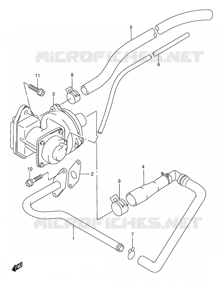 SYSTEME RECYCLAGE GAZ ECHAPPEMENT (E18) Suzuki MOTO 650 DR 1996  DR650SET(E4)