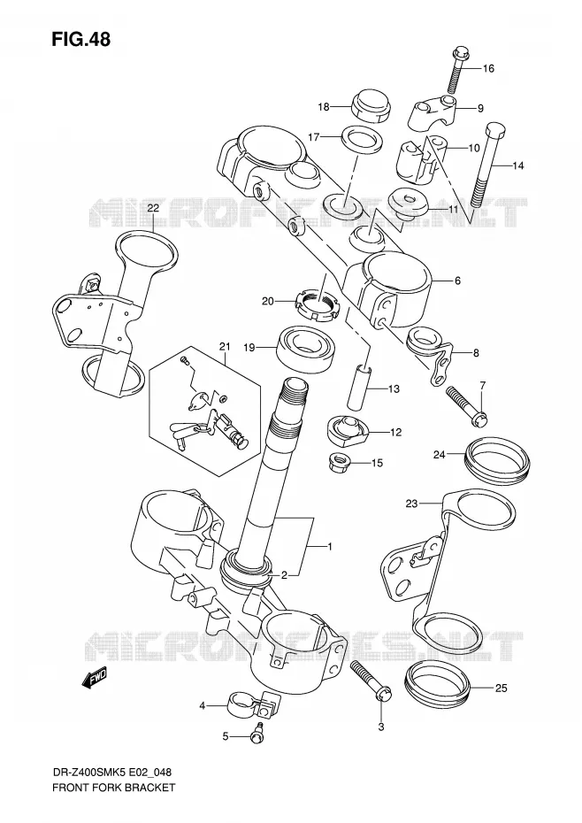 TE DE FOURCHE (MODEL K5/K6) Suzuki MOTO 400 DR-Z 2007  DR-Z400SMK7(E2)