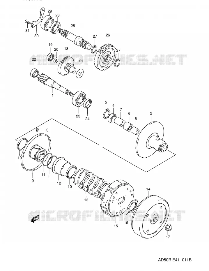 TRANSMISSION (2) (MODELE R) Suzuki SCOOTER 50 AD 1990  AD50L(E41)