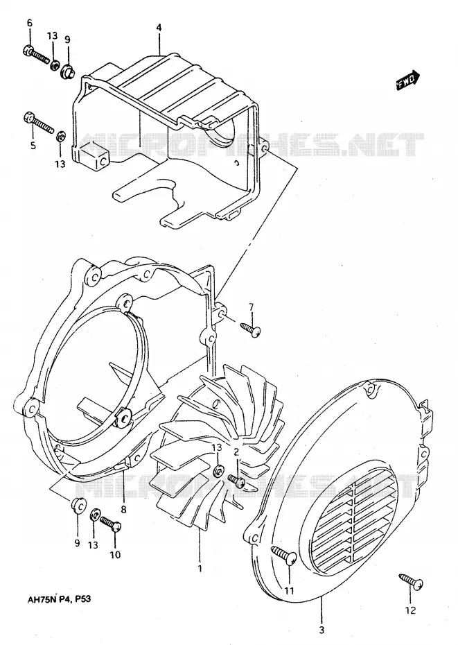 VENTILATEUR DE REFROIDISSEMENT Suzuki SCOOTER 75 ADDRESS 1992  AH75N
