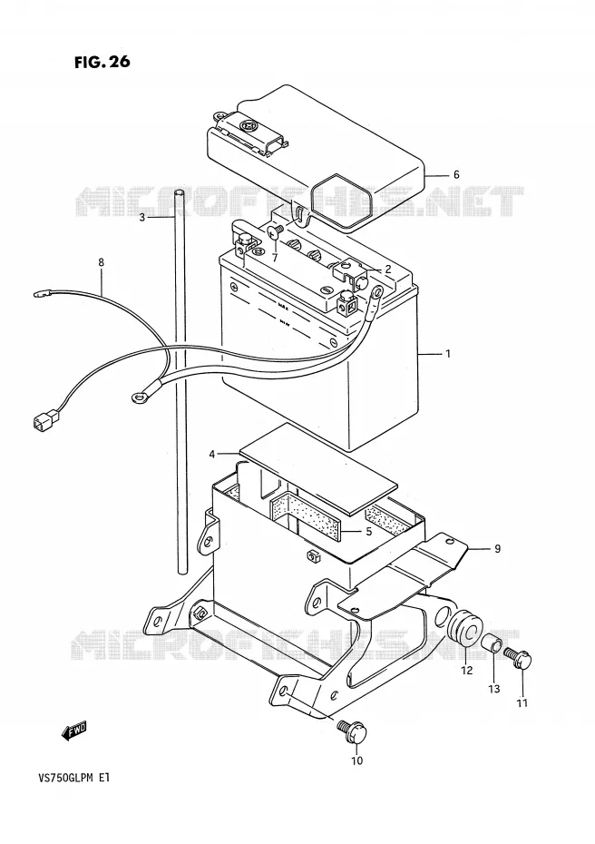 BATTERIE (MODELE F) Suzuki MOTO 750 INTRUDER 1987  VS750GLPH(E1)