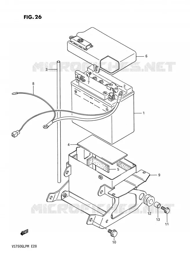 BATTERIE (MODELE F,MODELE G ~F.NO.2100209) Suzuki MOTO 750 INTRUDER 1988  VS750GLPJ(E28)