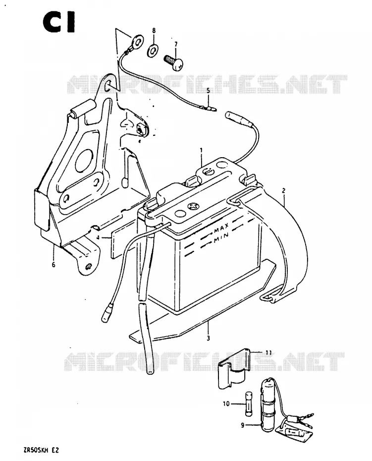 BATTERIE Suzuki MOTO 50 ZR 1987  ZR50SKH(E/H)