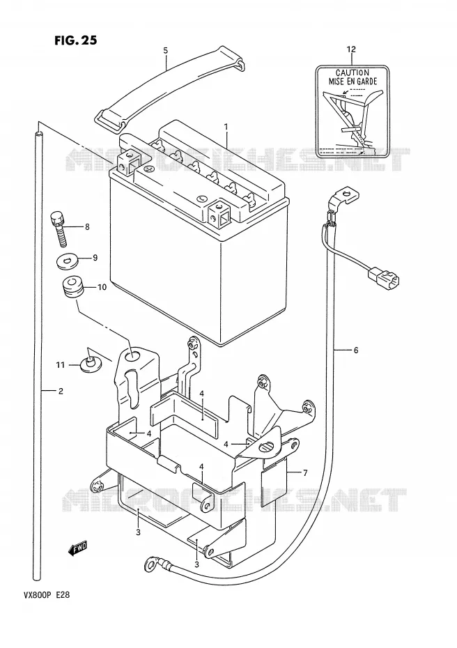 BATTERIE Suzuki MOTO 800 VX 1990  VX800L(E28)