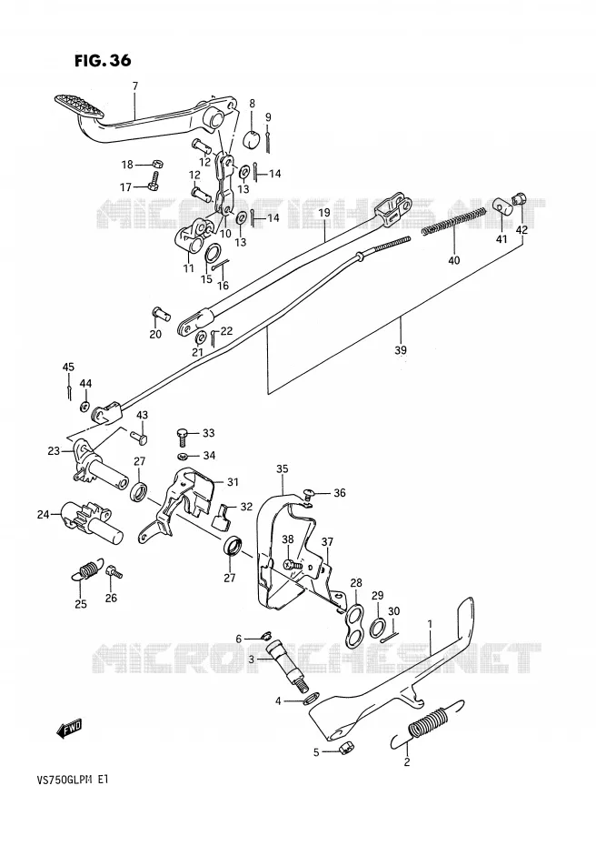 BEQUILLE LATERALE - PEDALE DE FREIN ARRIERE (MODELE F) Suzuki MOTO 750 INTRUDER 1988  VS750GLFJ(E1)