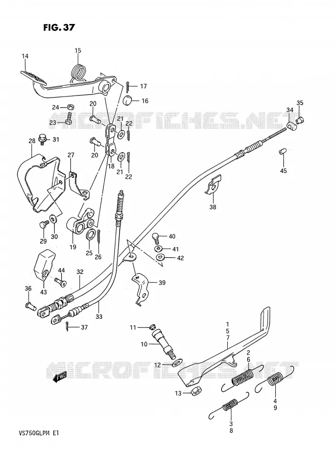 BEQUILLE LATERALE - PEDALE DE FREIN ARRIERE (MODELE G/H/J/K/L/M) Suzuki MOTO 750 INTRUDER 1988  VS750GLPJ(E1)