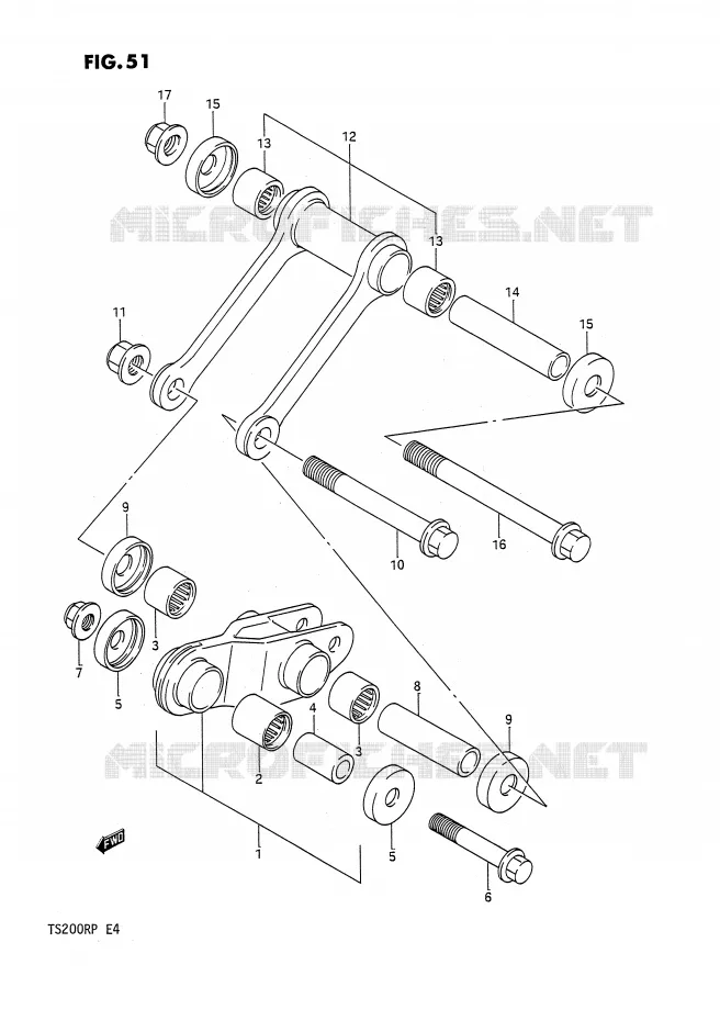 BIELLETTE DE SUSPENSION ARRIERE Suzuki MOTO 200 TS-R 1991  TS200RM(E4)