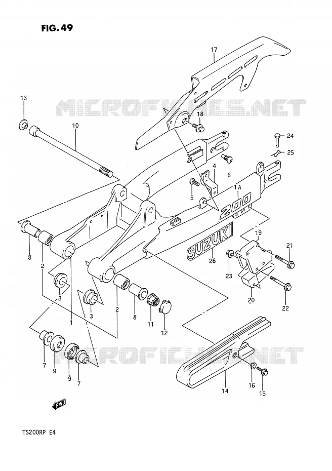 BRAS OSCILLANT ARRIERE (E24) Suzuki MOTO 200 TS-R 1991  TS200RM(E4)