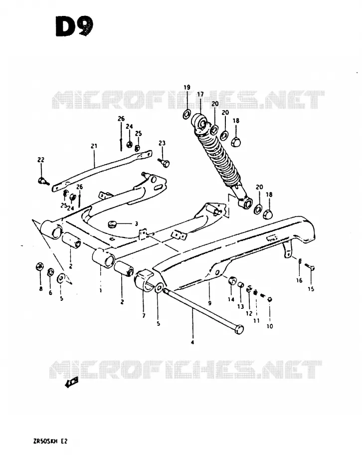 BRAS OSCILLANT ARRIERE (E2,E21) Suzuki MOTO 50 ZR 1987  ZR50SKH(E/H)