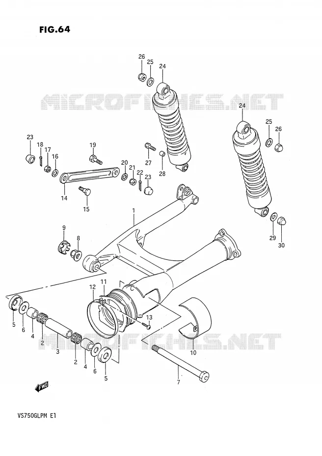 BRAS OSCILLANT ARRIERE (MODELE F) Suzuki MOTO 750 INTRUDER 1991  VS750GLPM(E1)