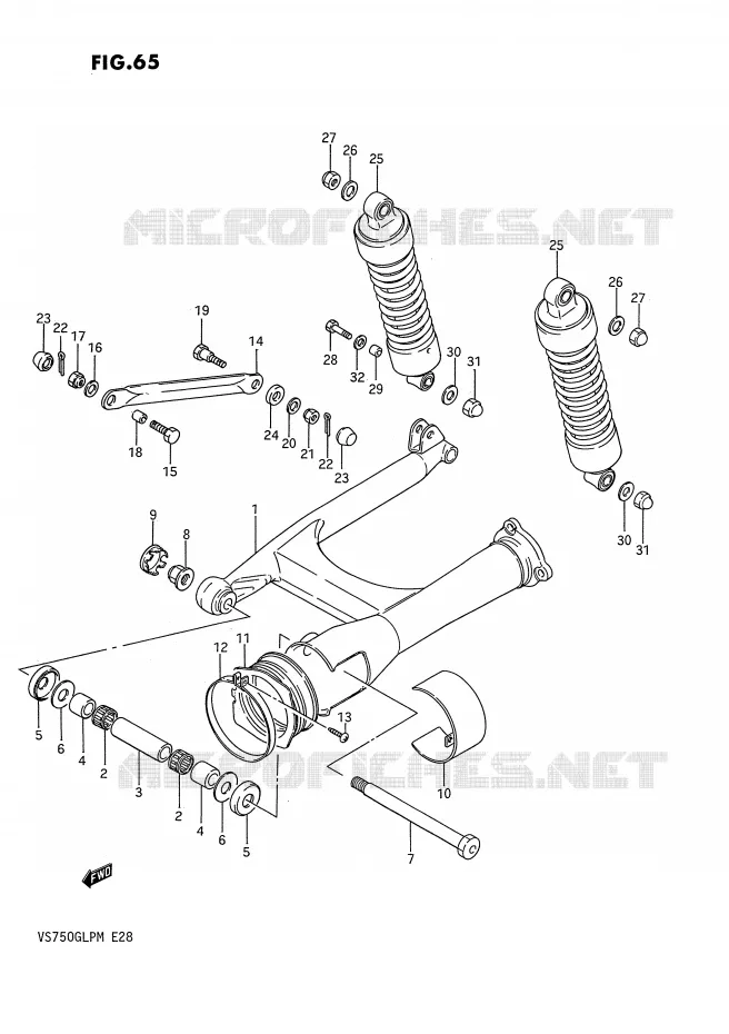 BRAS OSCILLANT ARRIERE (MODELE G F.NO.100110~) Suzuki MOTO 750 INTRUDER 1987  VS750GLPH(E28)