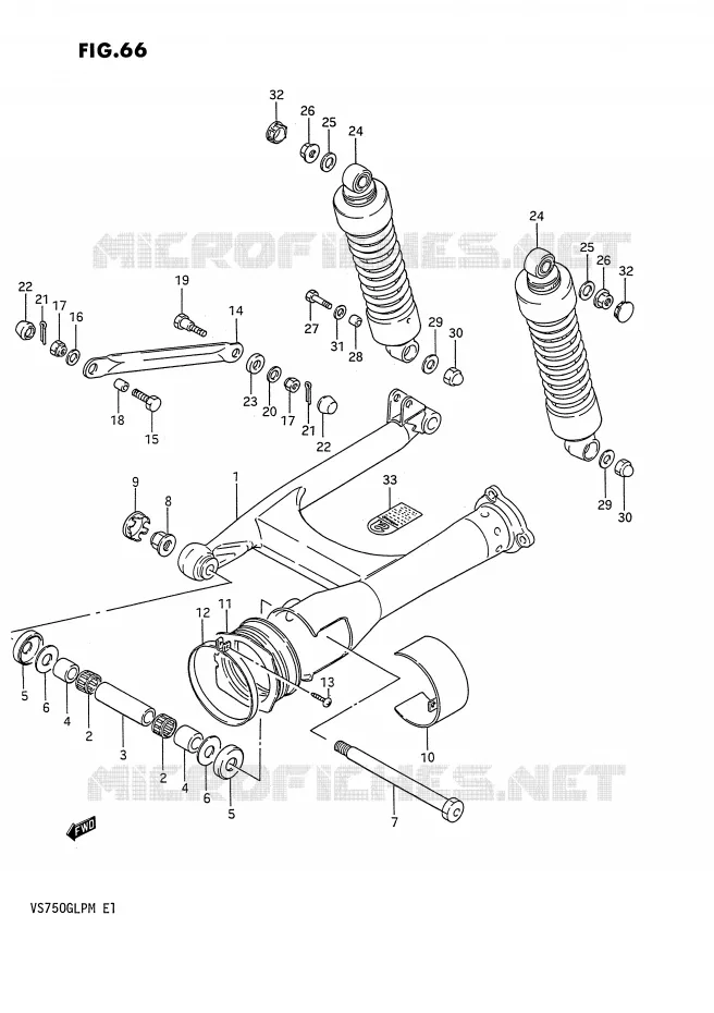 BRAS OSCILLANT ARRIERE (MODELE H/J/K/L/M) Suzuki MOTO 750 INTRUDER 1989  VS750GLFK(E1)