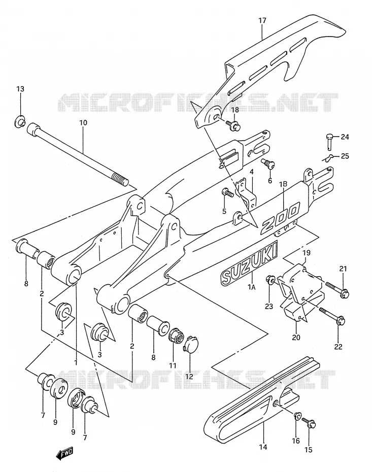 BRAS OSCILLANT ARRIERE Suzuki MOTO 200 TS-R 1992  TS200RN(E28)