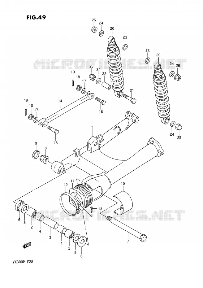 BRAS OSCILLANT ARRIERE Suzuki MOTO 800 VX 1990  VX800L(E28)